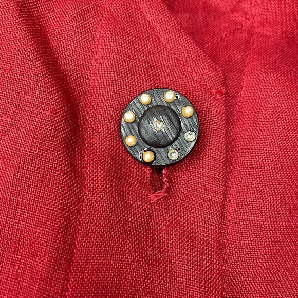 Neiman Marcus Exclusive Maroon 100% Linen Tunic Button Front Blouse Size 1X - Picture 3 of 10